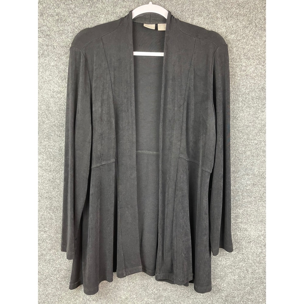 Chico's Travelers Cardigan Womens 3P Black Excellent Open Front Long Sleeve
